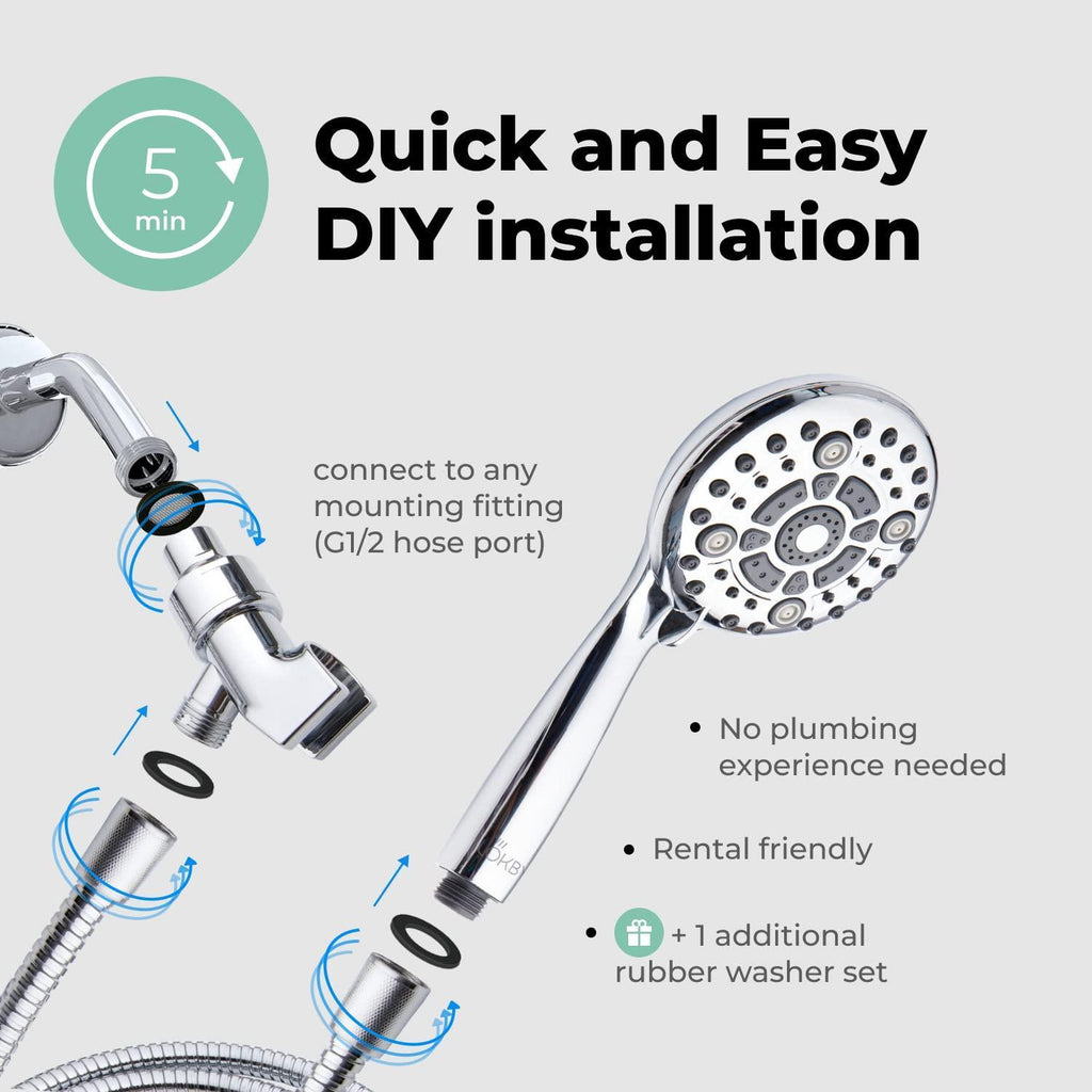 High Pressure 6 Settings Shower Head with Handheld   5'' Powerful