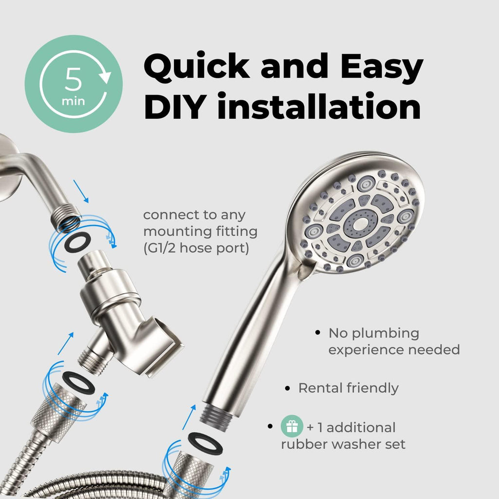 High Pressure 6 Settings Shower Head with Handheld   5'' Powerful