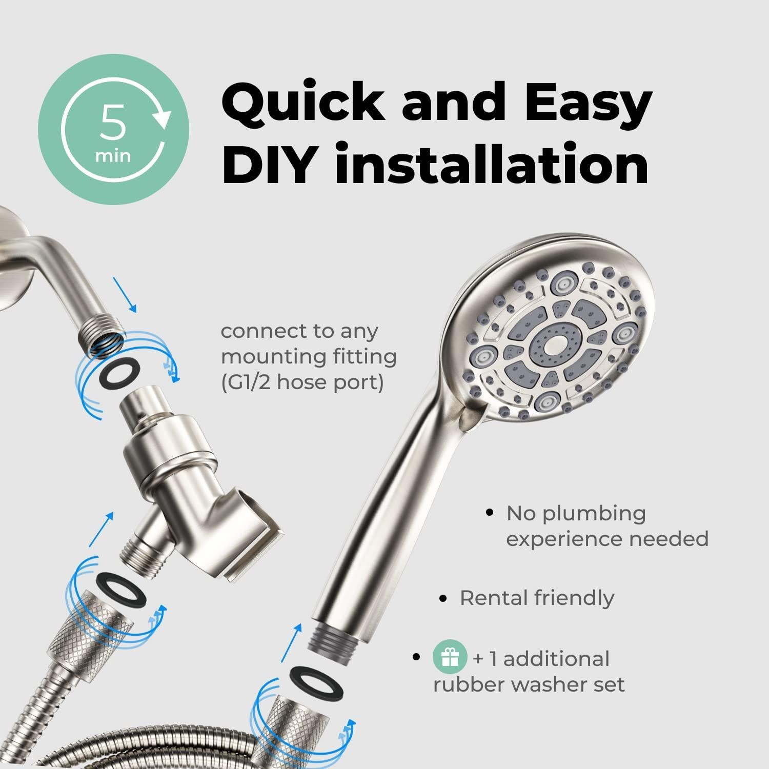 High Pressure 6 Settings Shower Head with Handheld   5'' Powerful