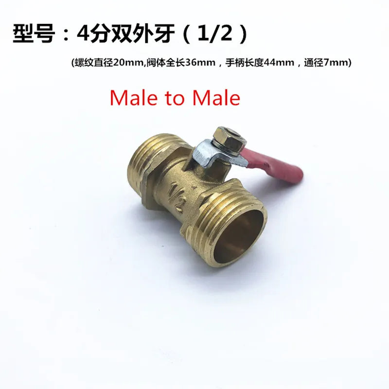 1/8" 1/4" 3/8" 1/2" BSP Female Male Thread Two Way Brass Pneumatic